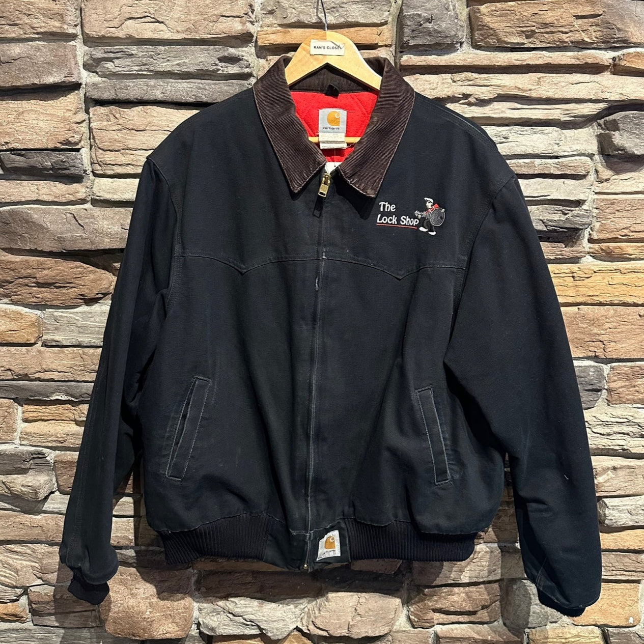 Vintage Red Quilted Lining Black Carhartt Detroit Jacket