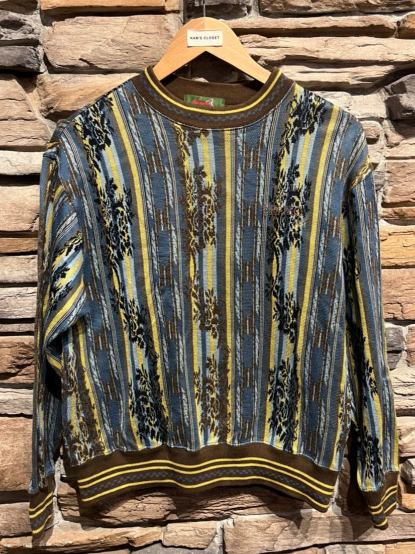 Vintage Kenzo Paris Golf Striped and Floral Sweater
