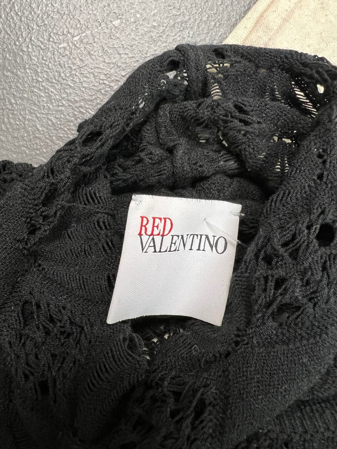 Red Valentino for Women Mesh Black Turtleneck Long Sleeve Blouse