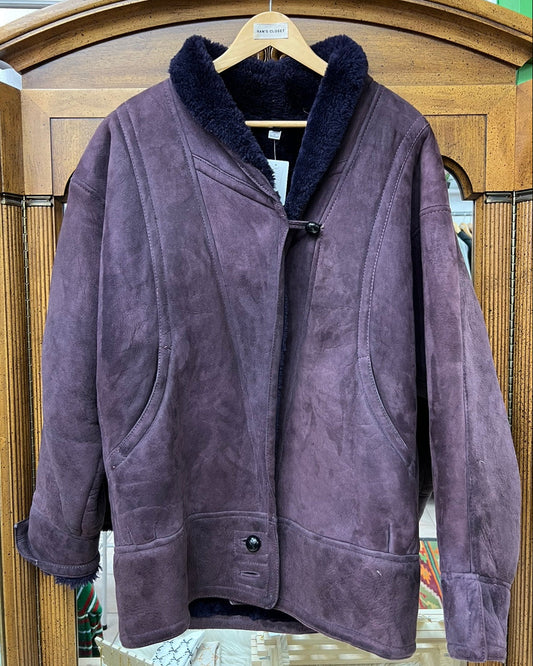 Vintage Dark Purple Sheep Skin Jacket