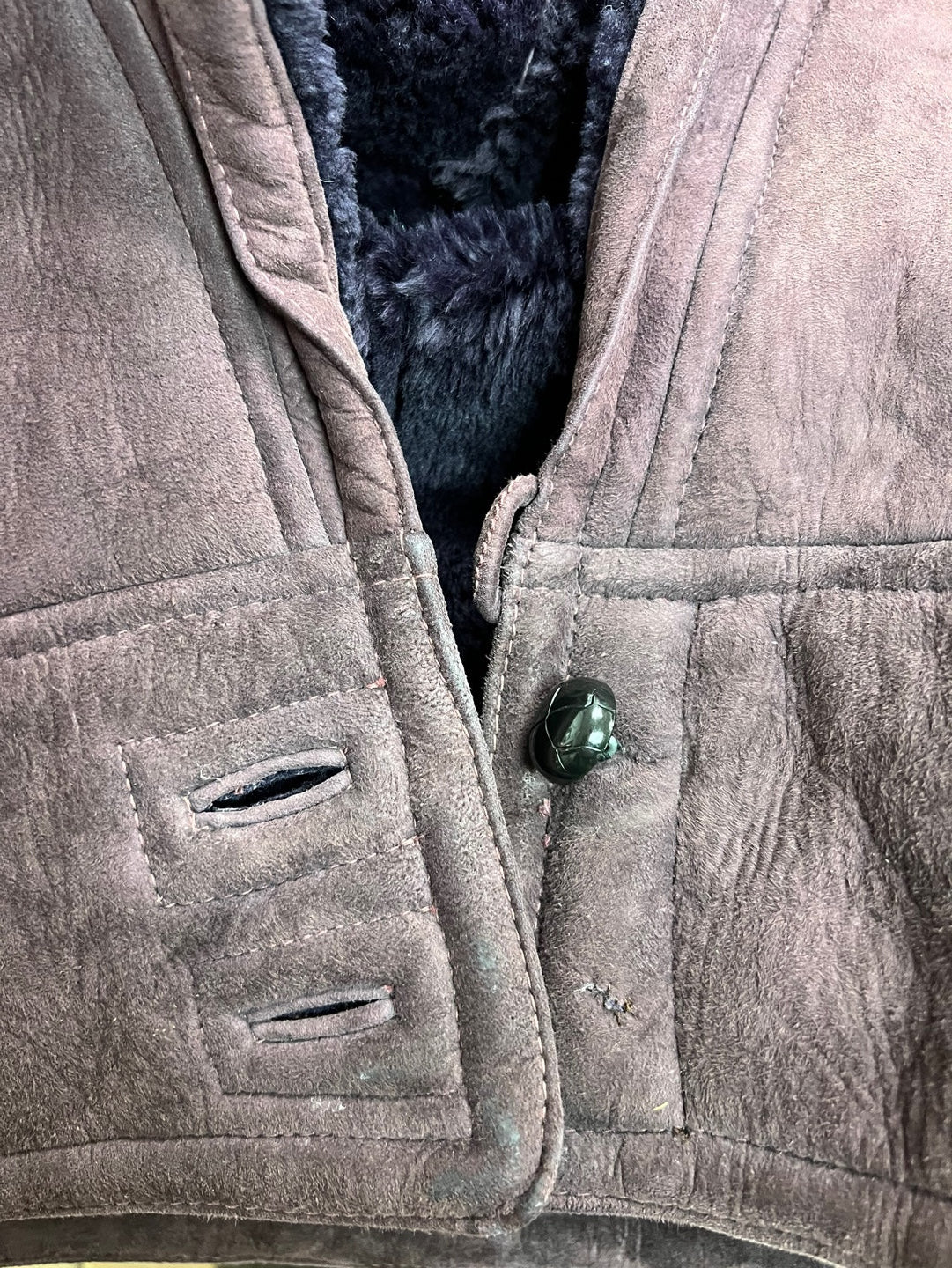 Vintage Dark Purple Sheep Skin Jacket