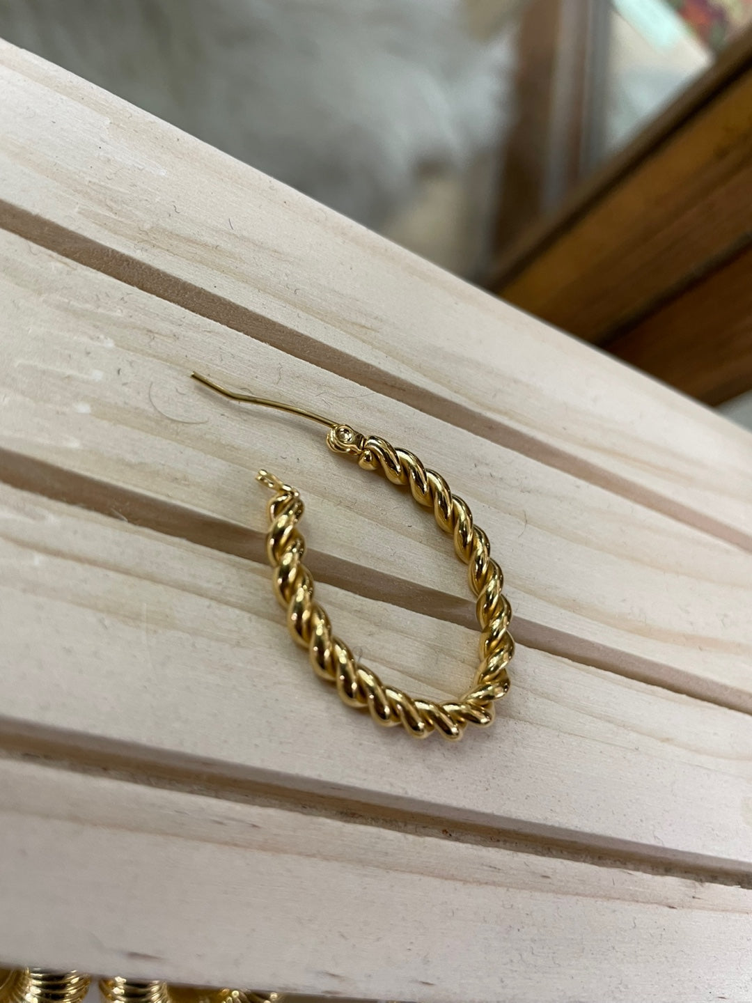 Oval Spiral Gold Hoops