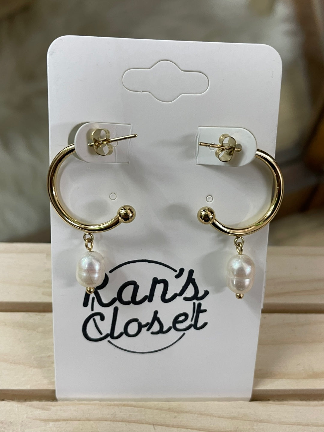 Gold Hoop Pearl Earrings