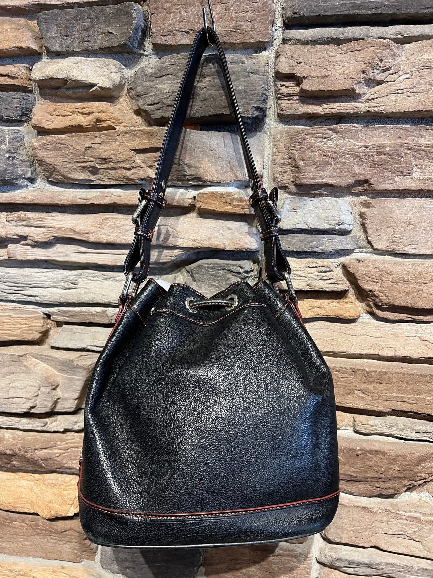 Black MCM Bucket Style Bag