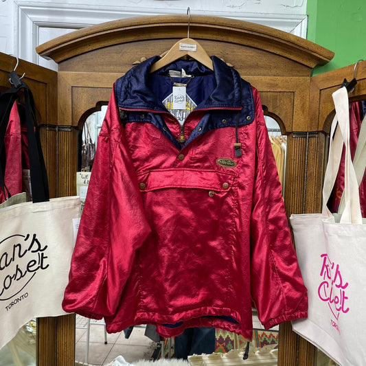 Vintage Ellesse Quarter Zip Red Satin Like Jacket