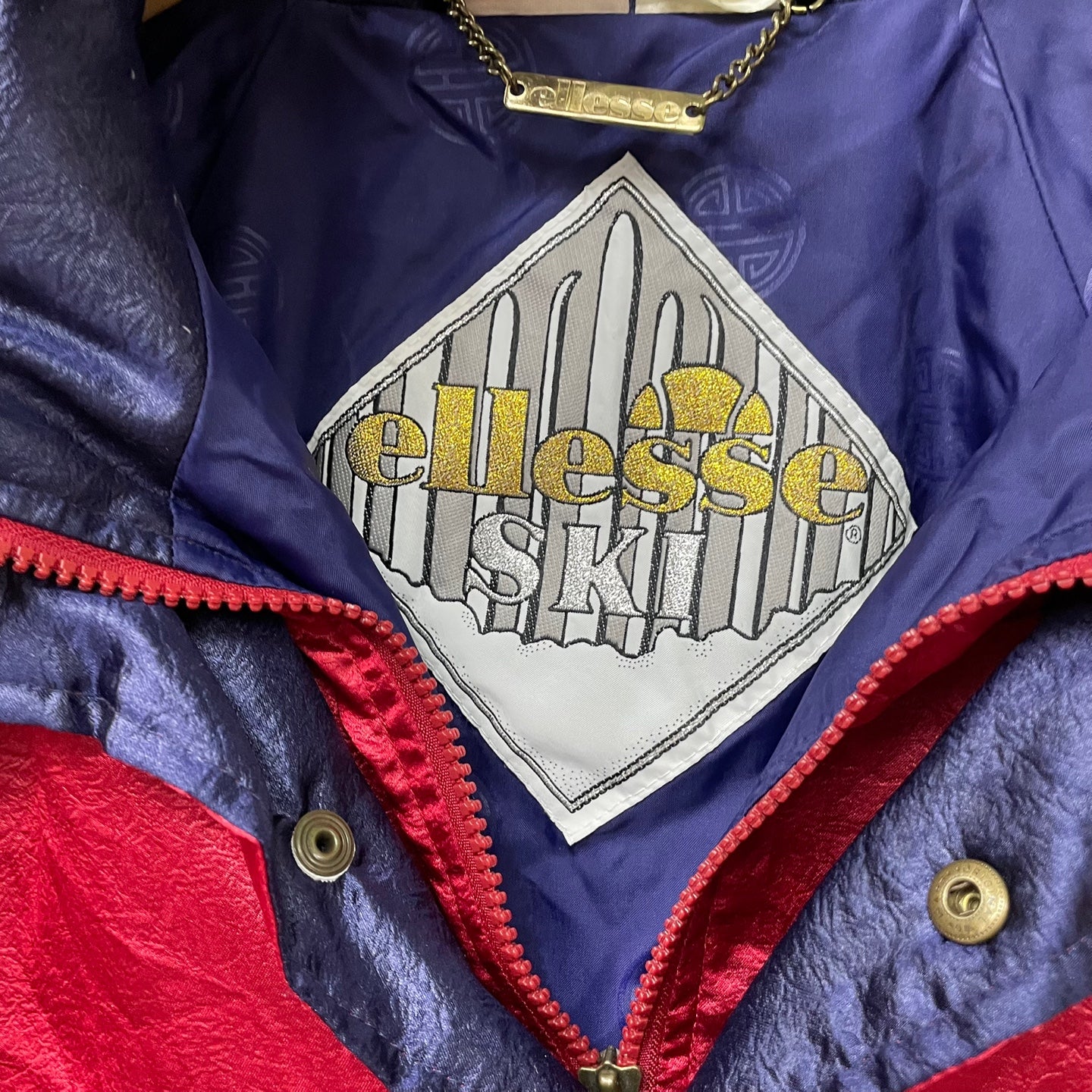 Vintage Ellesse Quarter Zip Red Satin Like Jacket