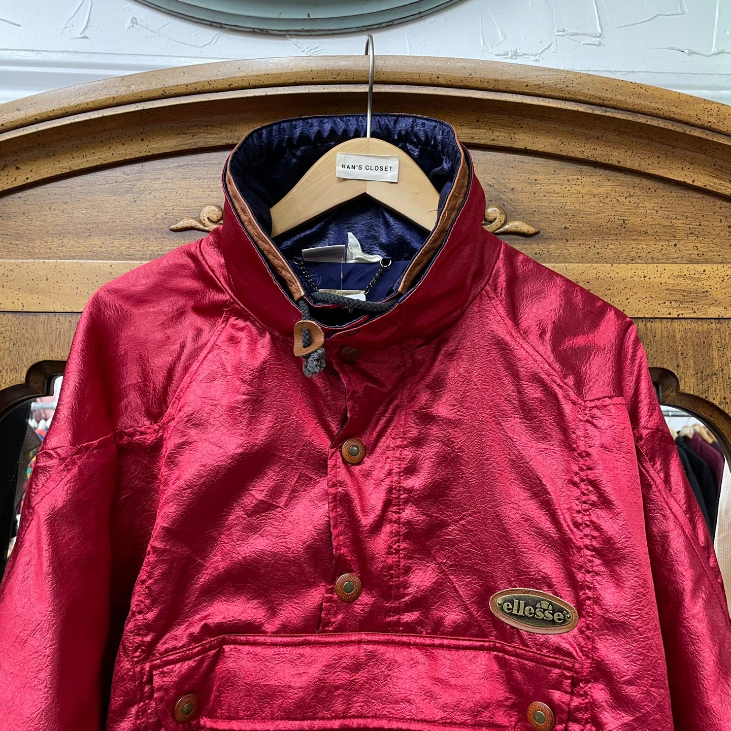 Vintage Ellesse Quarter Zip Red Satin Like Jacket