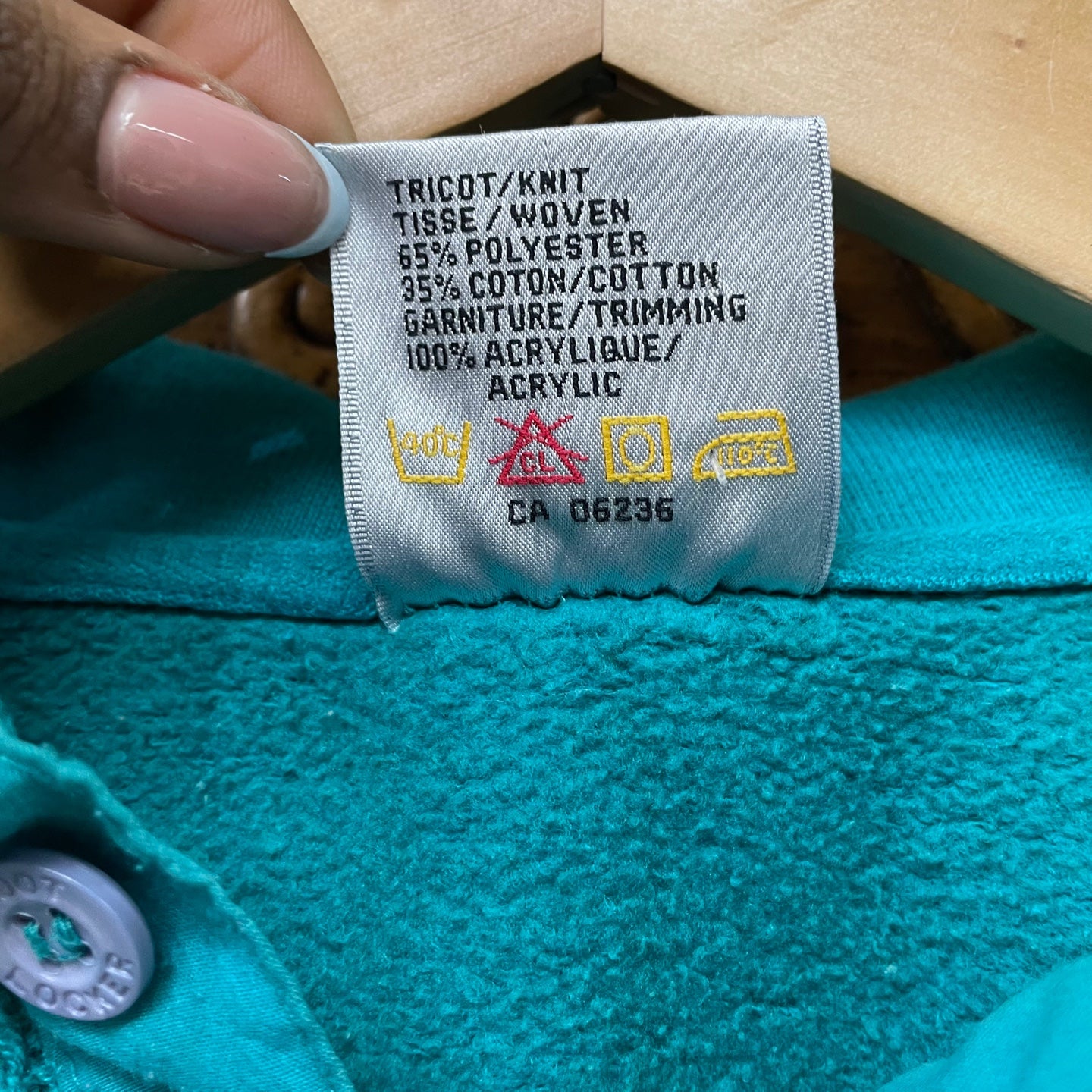 Vintage Teal Collared Sweatshirt With Knit Paneling