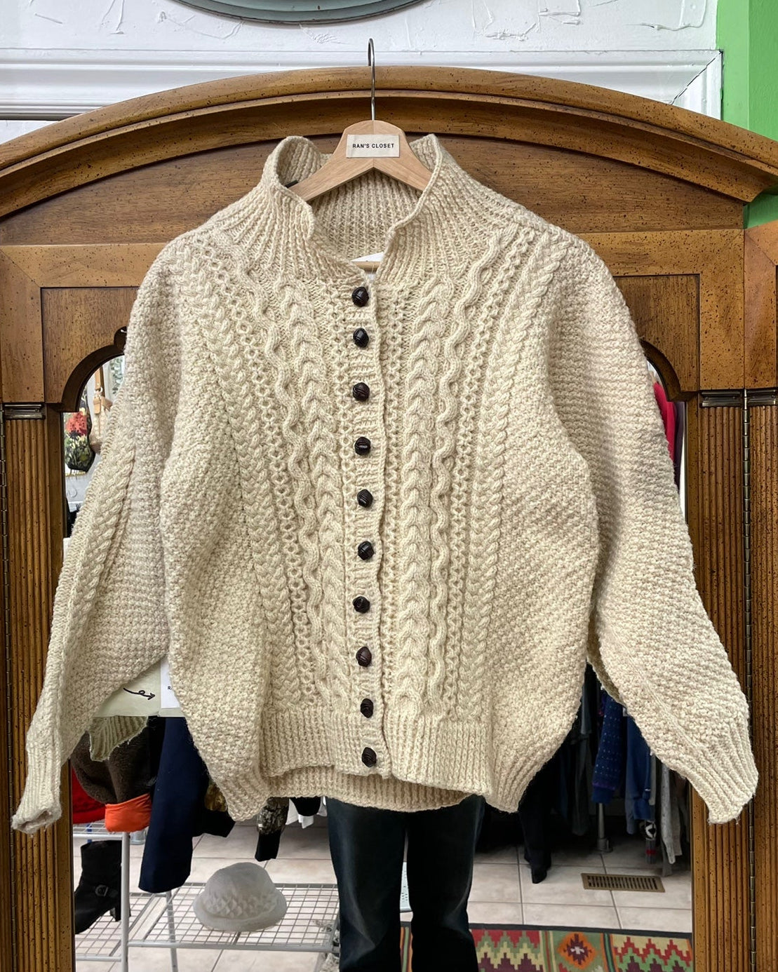 Vintage Thick Cable Knit Cardigan Sweater