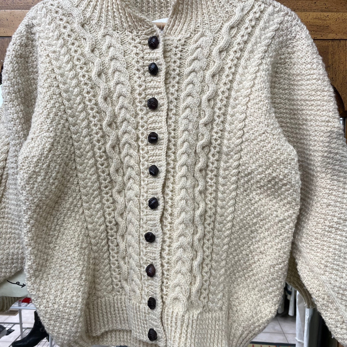 Vintage Thick Cable Knit Cardigan Sweater