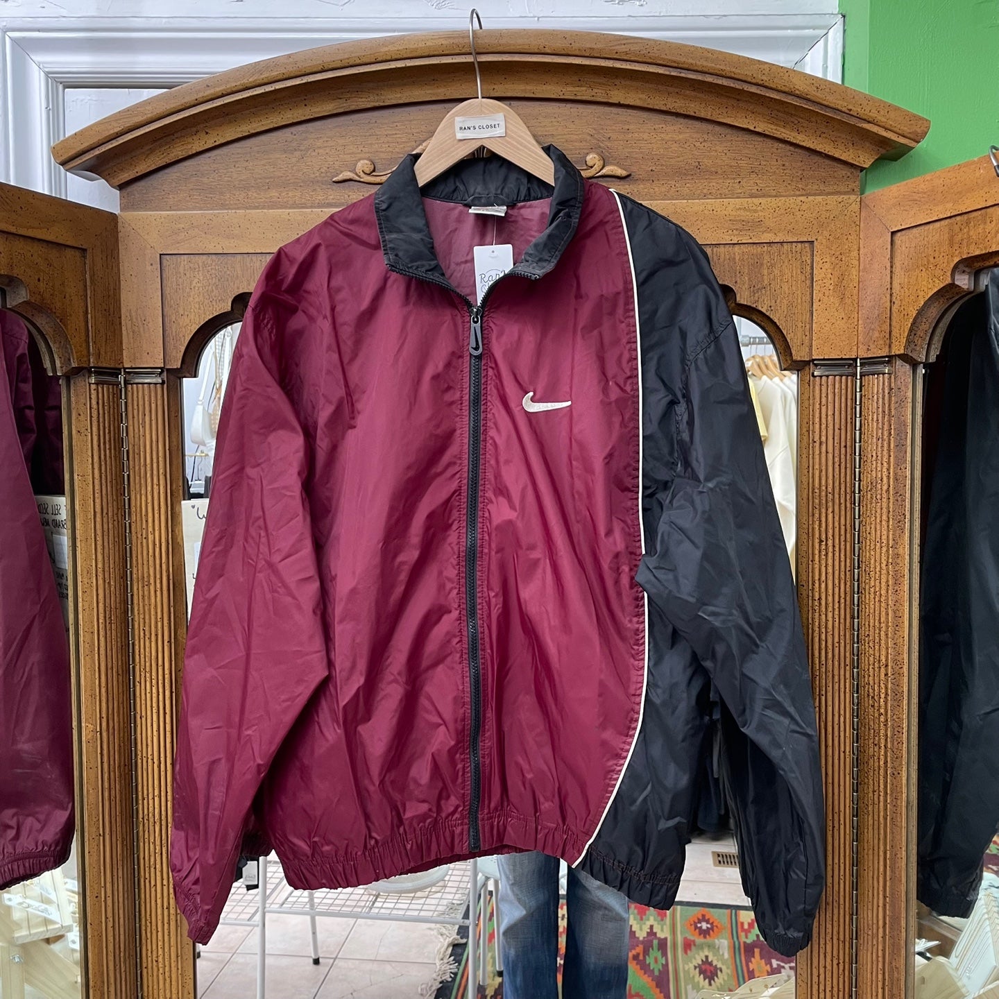 Vintage 90's Burgundy and Black Nike Wind Breaker