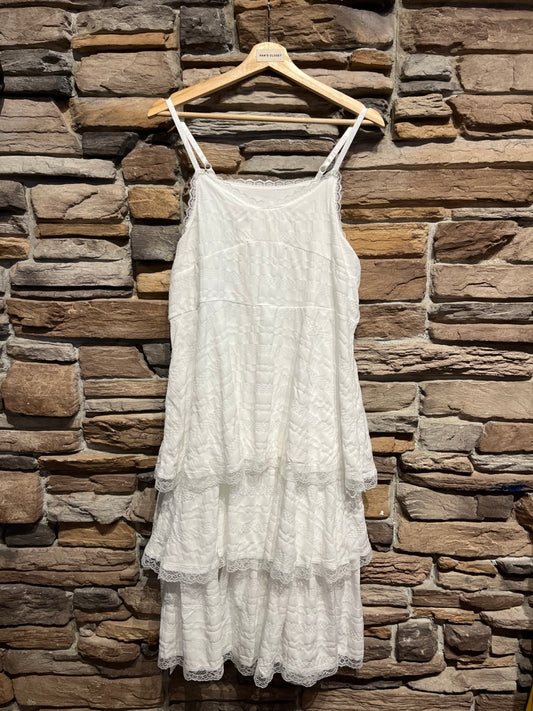 Tiered Dress with Lace Trim