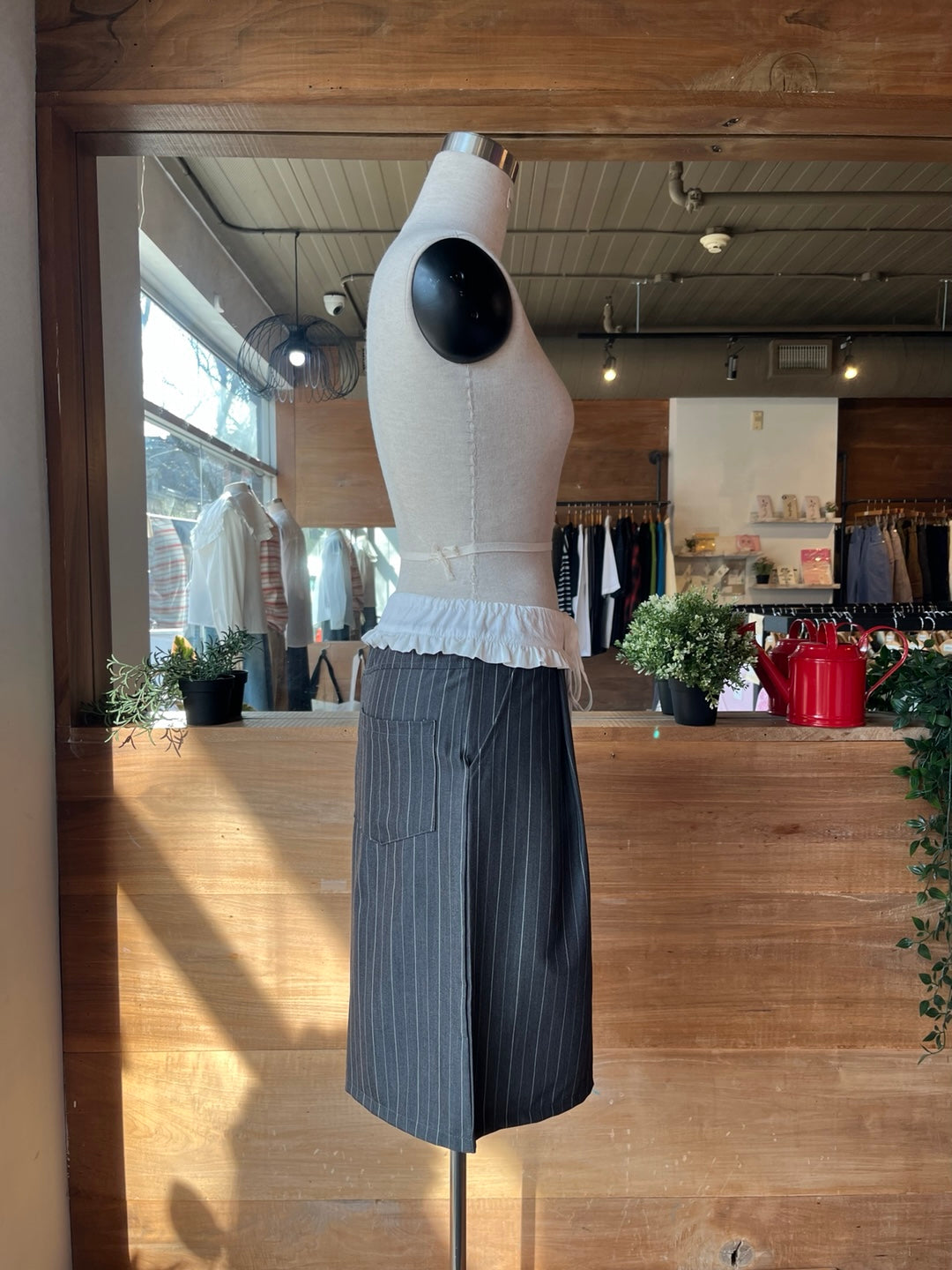 Pinstripe Shorts with Ruffles