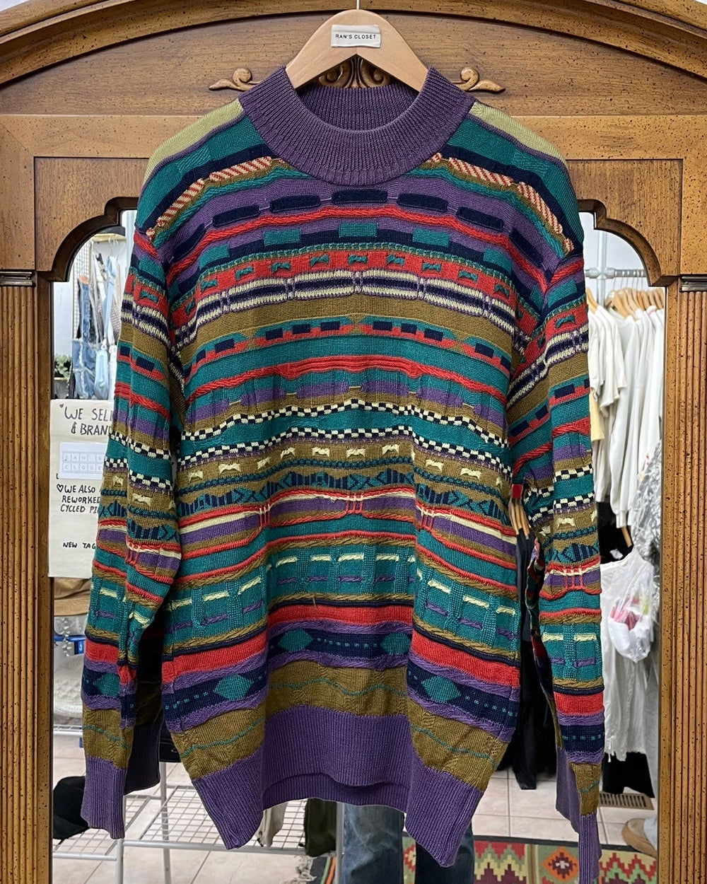 Vintage GranSignore 3D Knit Multi-Colour Sweater