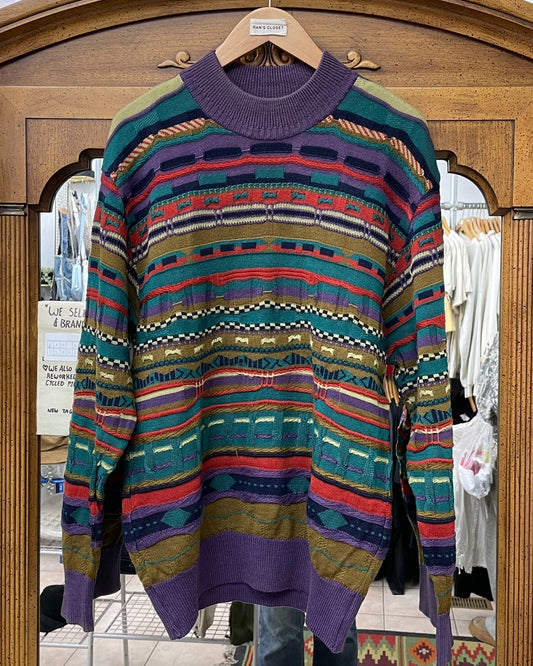 Vintage GranSignore 3D Knit Multi-Colour Sweater