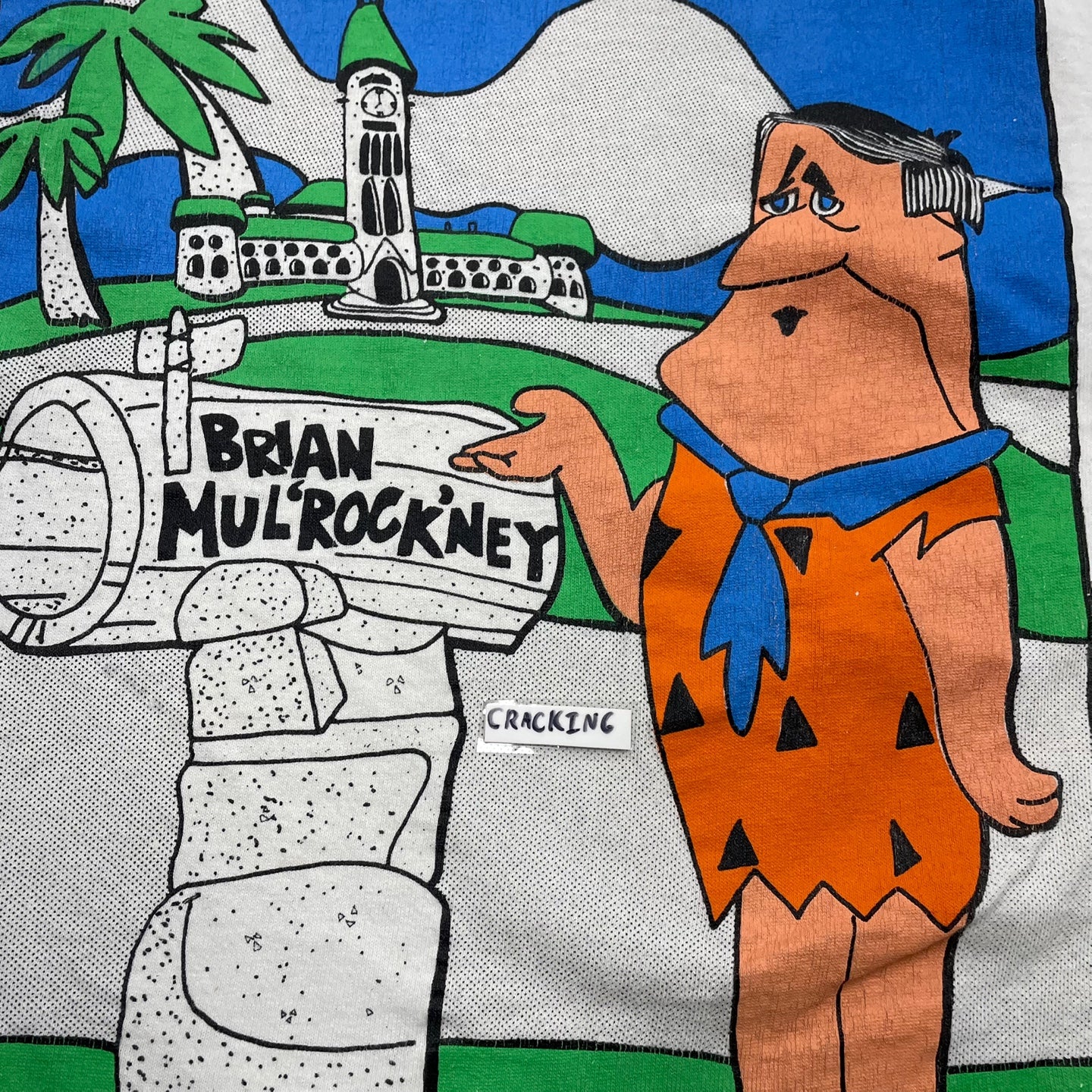 Vintage Brian Mulroney and Flintstones Funny T-Shirt