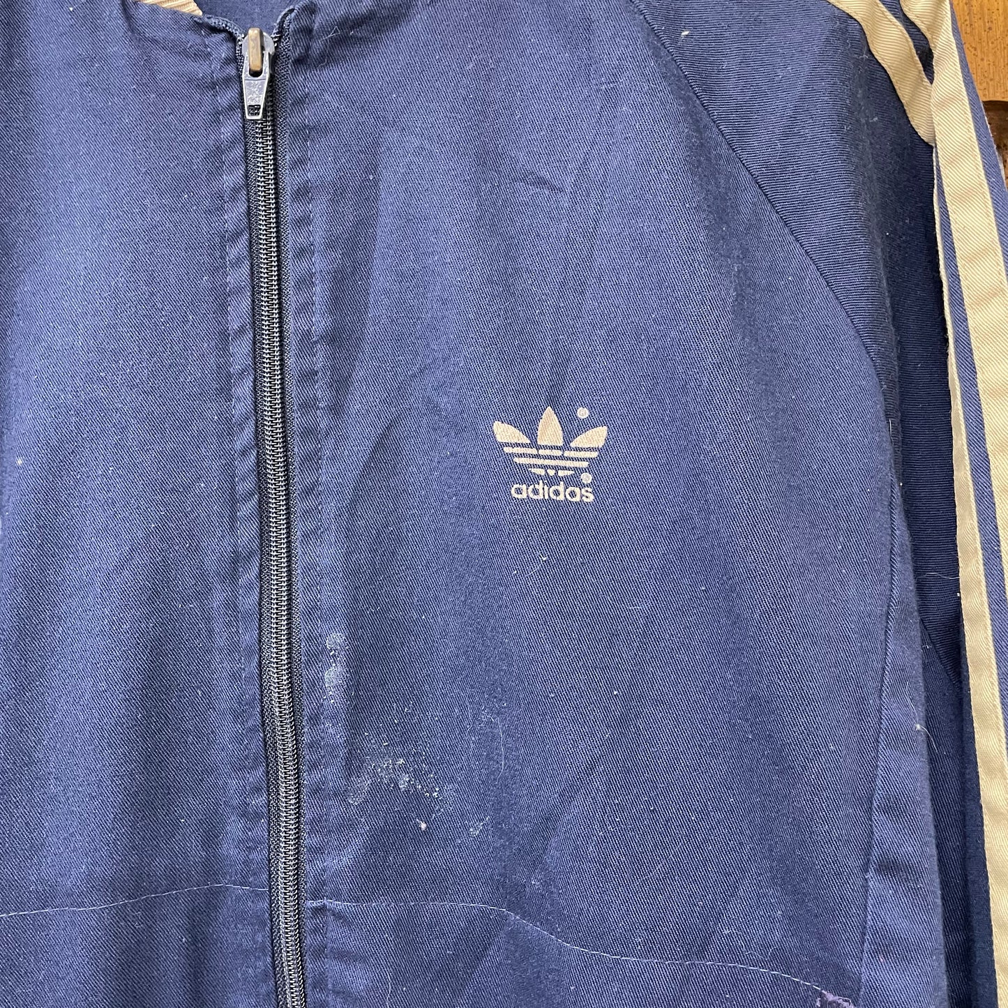 Vintage 1980's Adidas Navy and Beige Jacket
