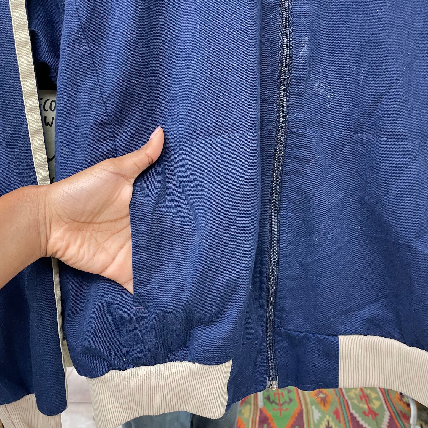 Vintage 1980's Adidas Navy and Beige Jacket