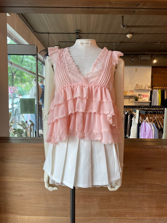 Tiered Mesh Sheer Tank Top