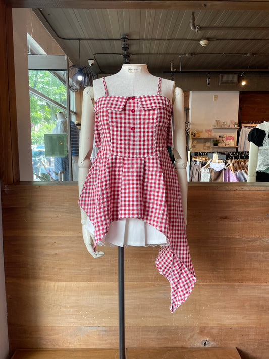 Gingham Asymmetrical Tank Top