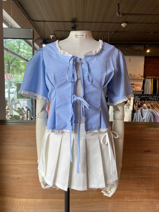 Gingham Top With White Trim