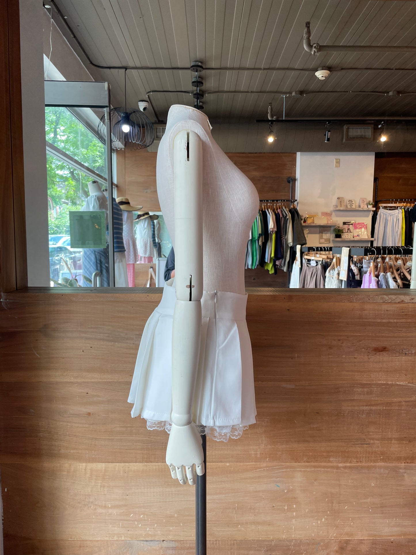 Pleated Mini Skirt with Bow