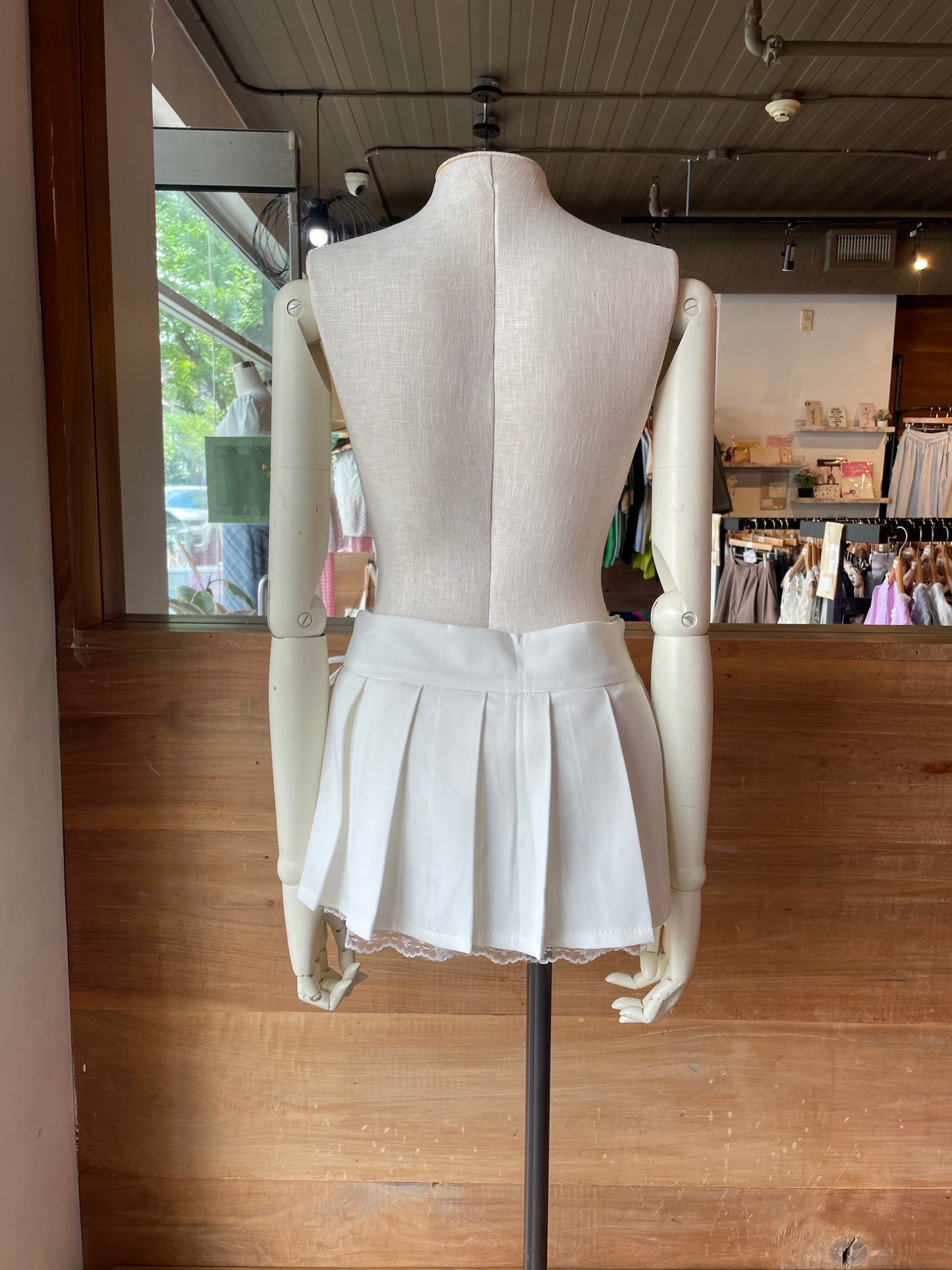 Pleated Mini Skirt with Bow