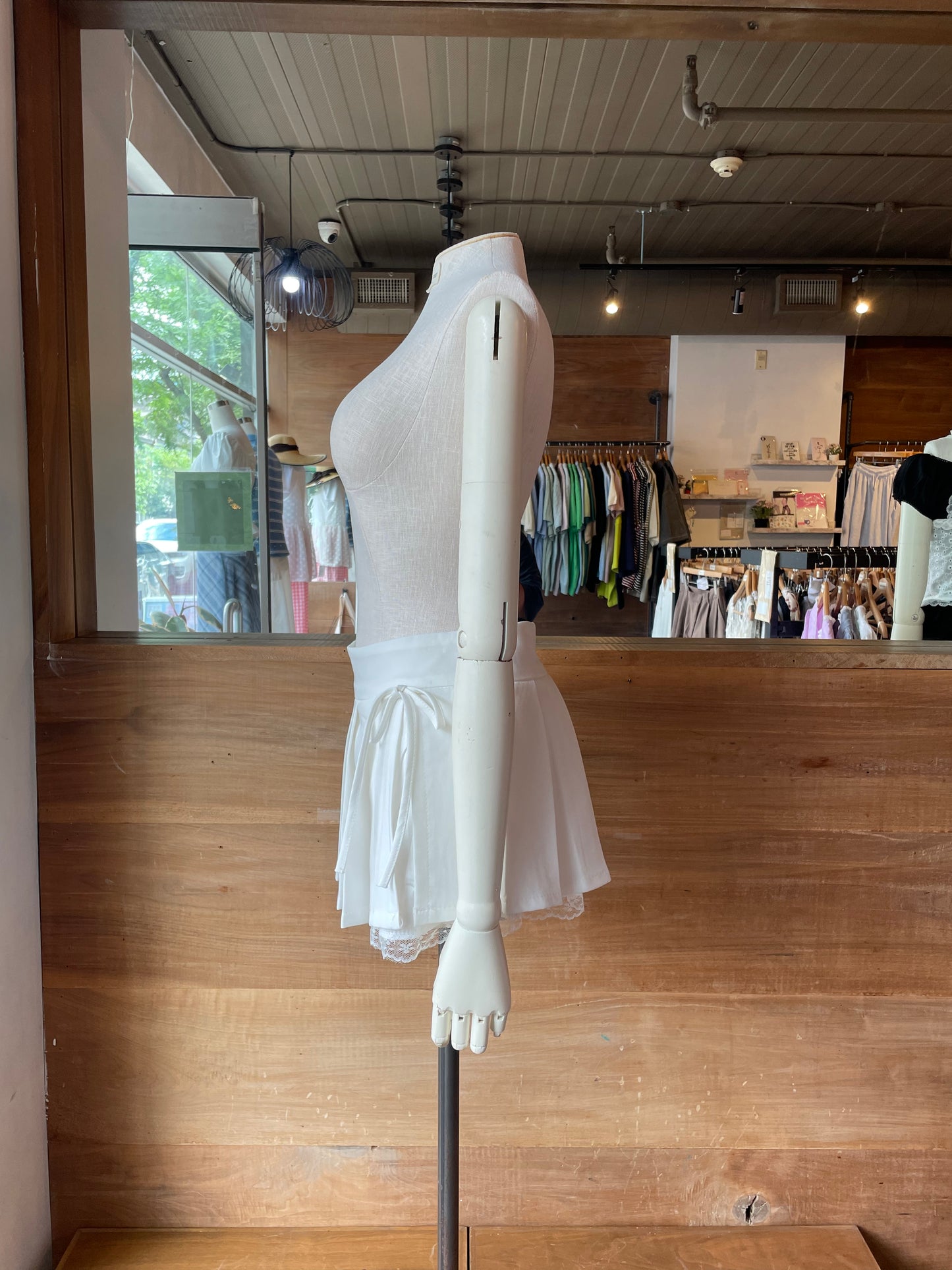 Pleated Mini Skirt with Bow