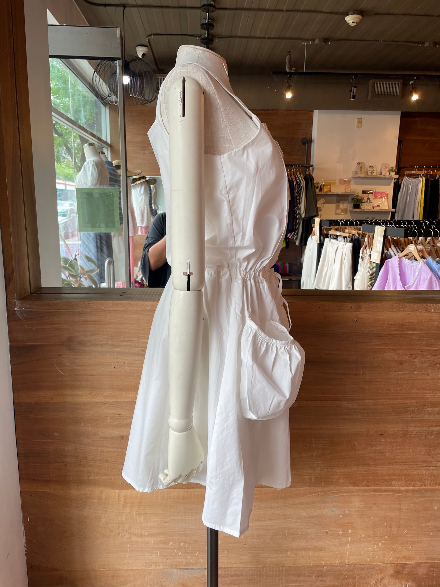 Pleated Dress with Oversized Pockets