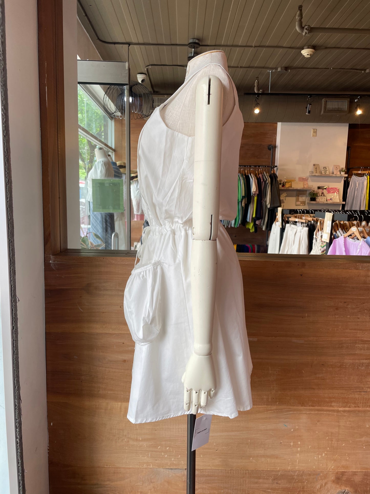 Pleated Dress with Oversized Pockets