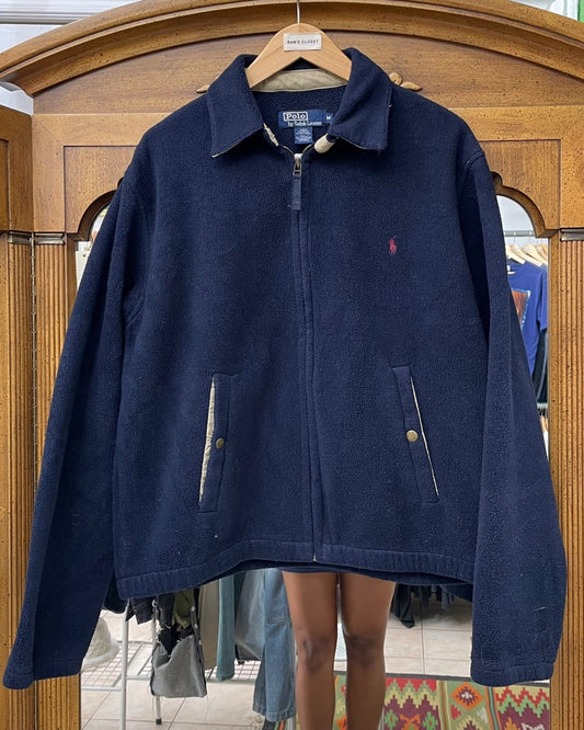 Vintage Polo Ralph Lauren Navy Fleece Zip Up Jacket