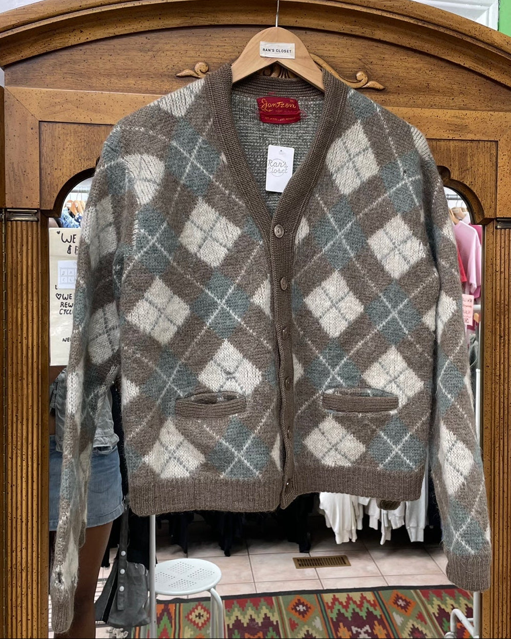 Vintage Jantzen Wool and Mohair Argyle Cardigan