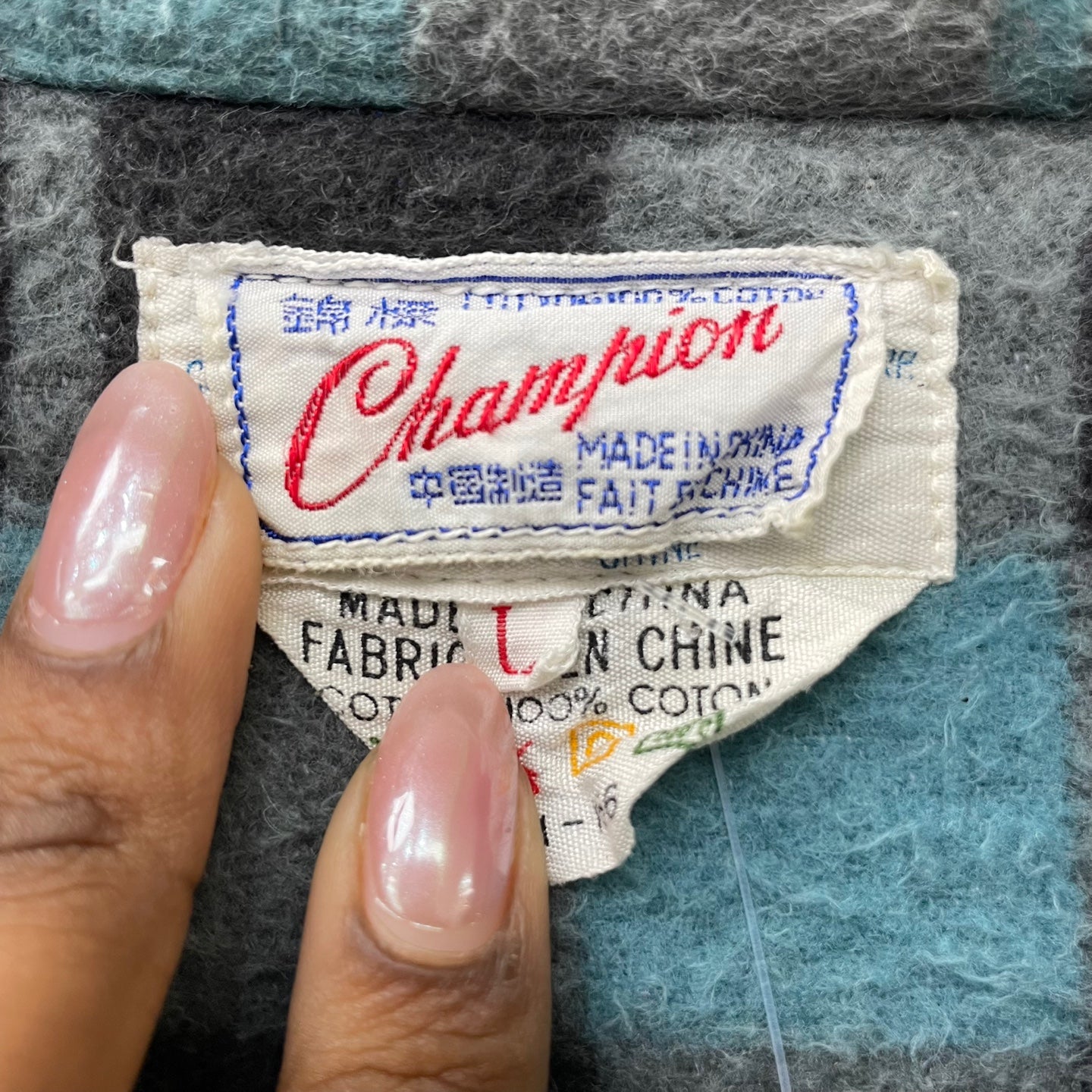 Vintage Blue and Black Champion Flannel