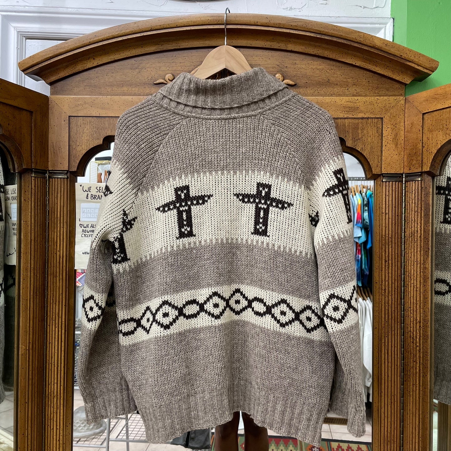 Vintage Brown Bison Wool Knit Sweater