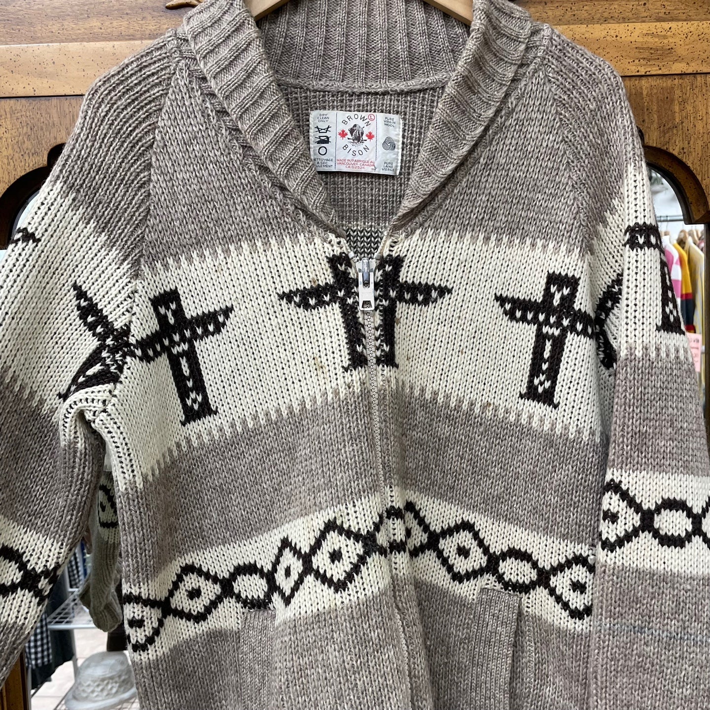 Vintage Brown Bison Wool Knit Sweater