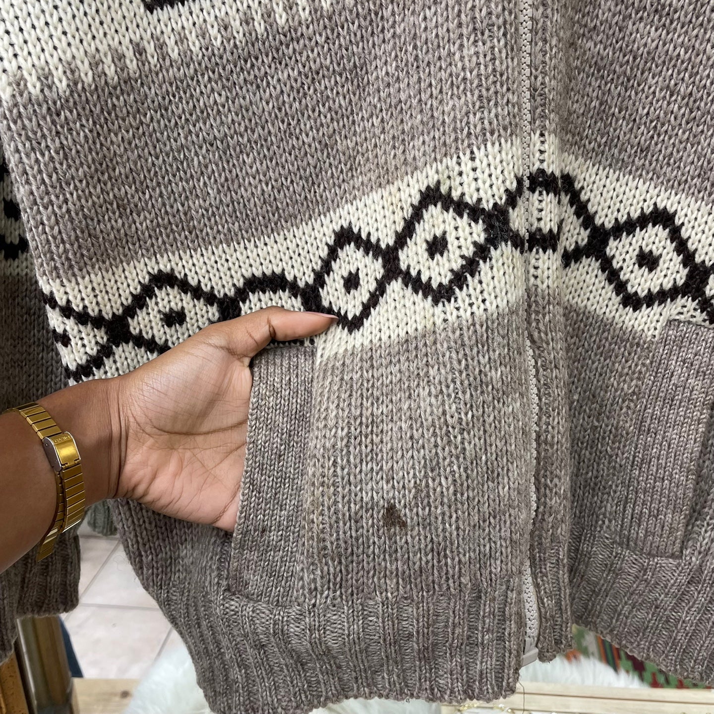 Vintage Brown Bison Wool Knit Sweater