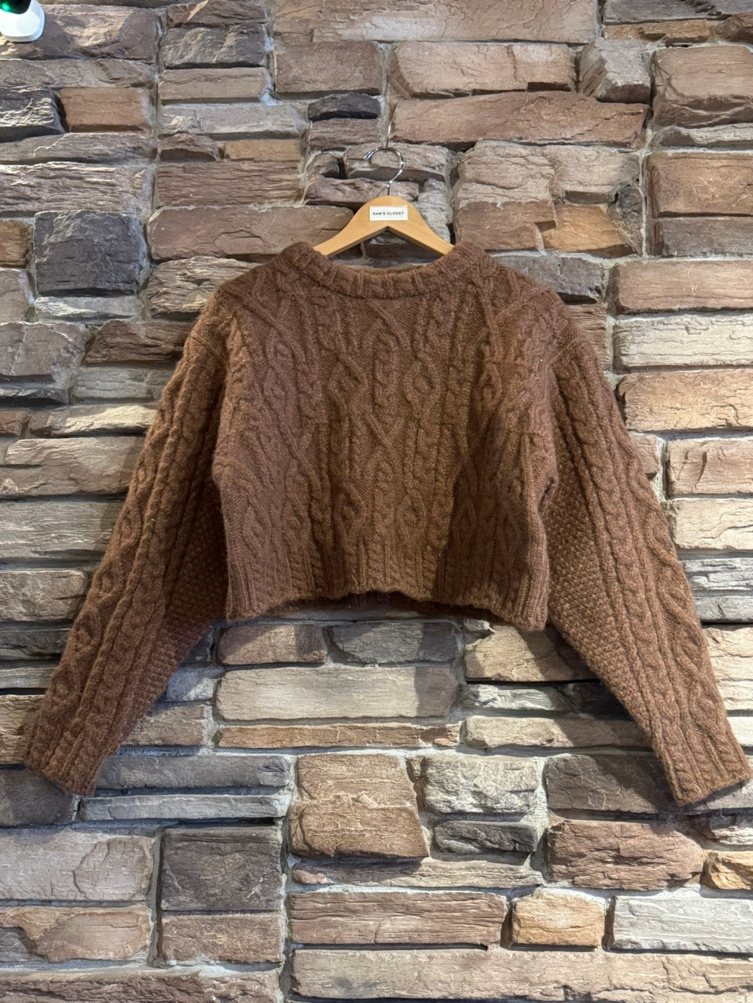 Cropped Cable Knit Sweater