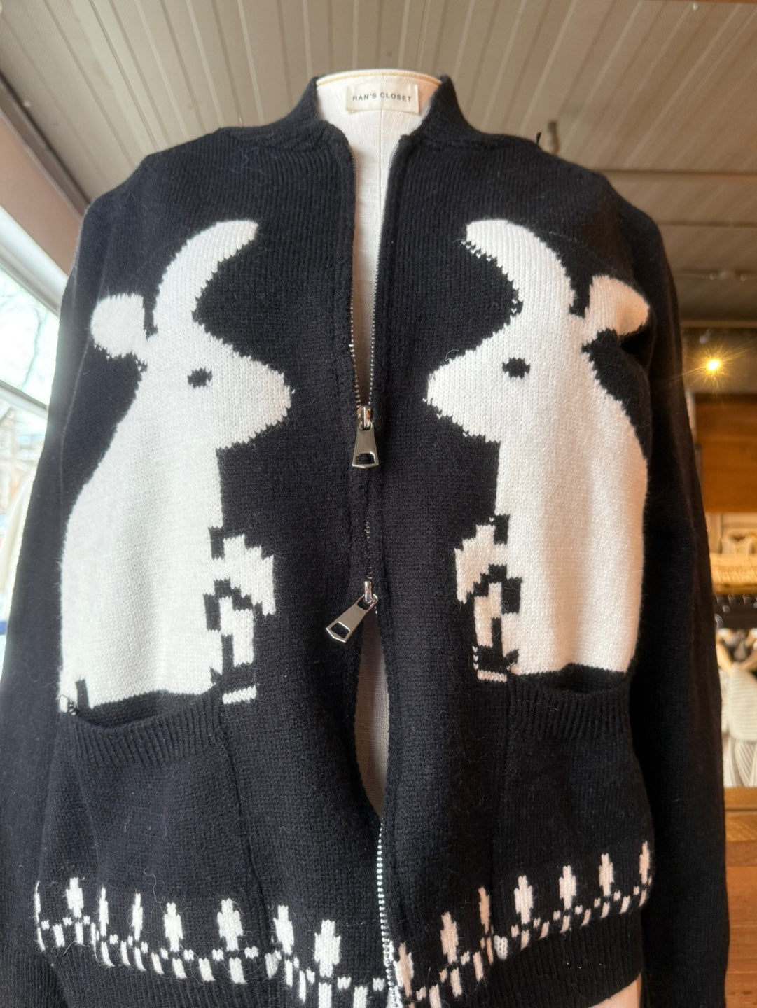 Zip Up Sweater with Bunnies
