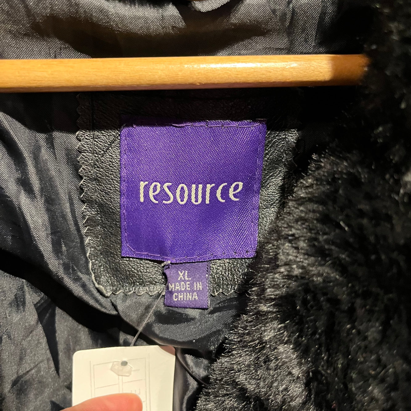 Vintage Leather Coat with Faux Fur Trim