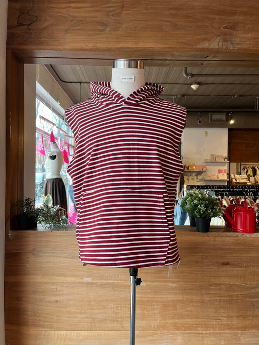 Men's Striped Hooded Sleeveless Shirt