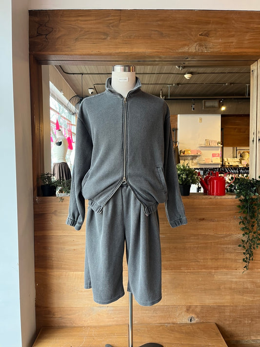 Men's Waffle Zip Up and Shorts Set