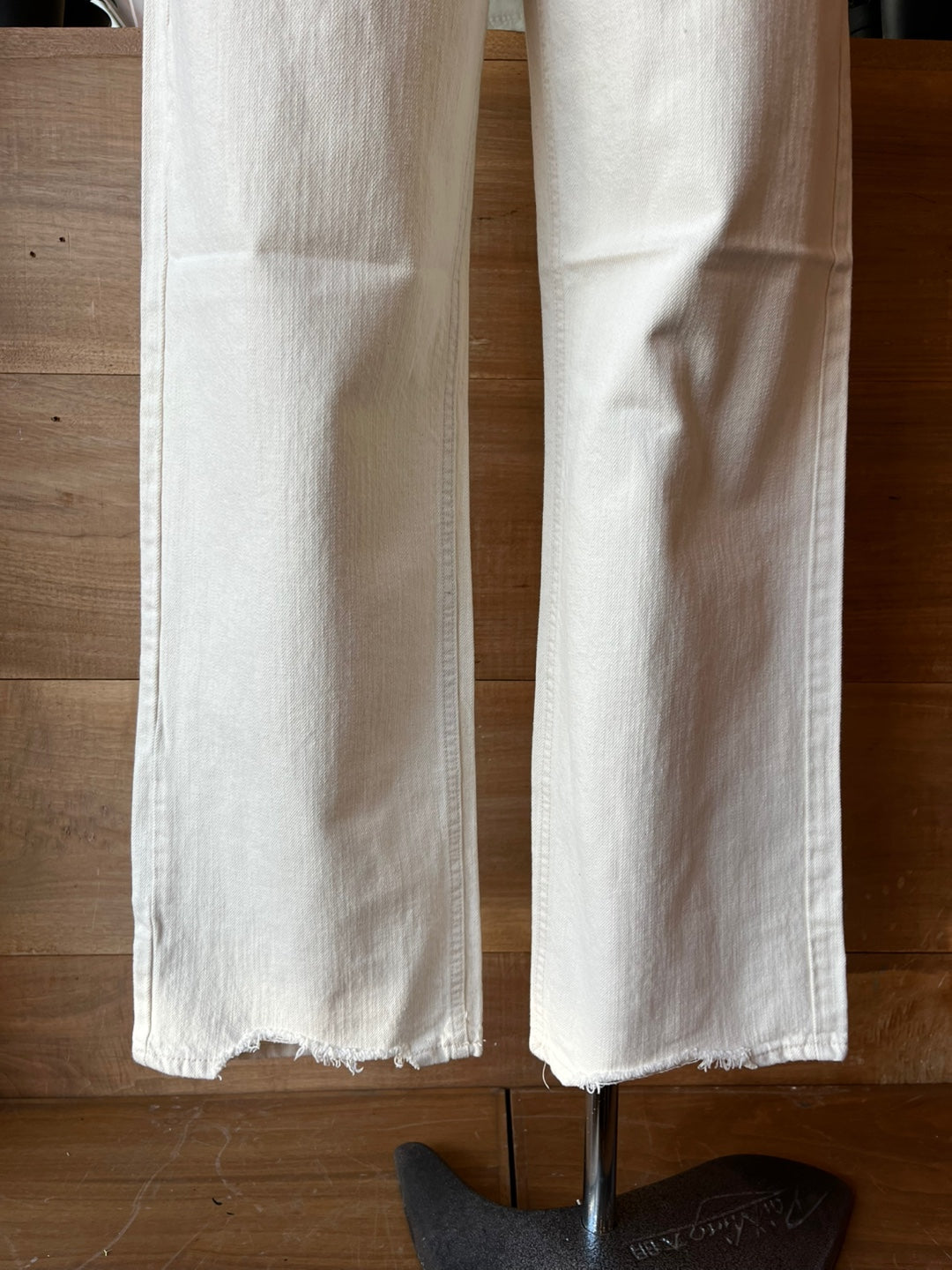 Ivory Straight Leg Raw Hem Jeans