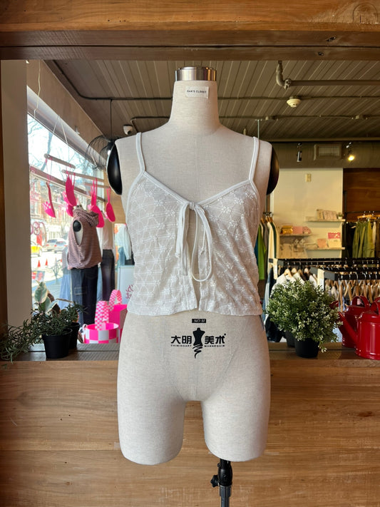 Sheer Tie Front Tank Top