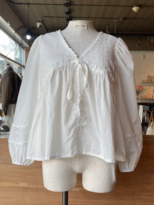 Eyelet Detailed Shoulder Blouse