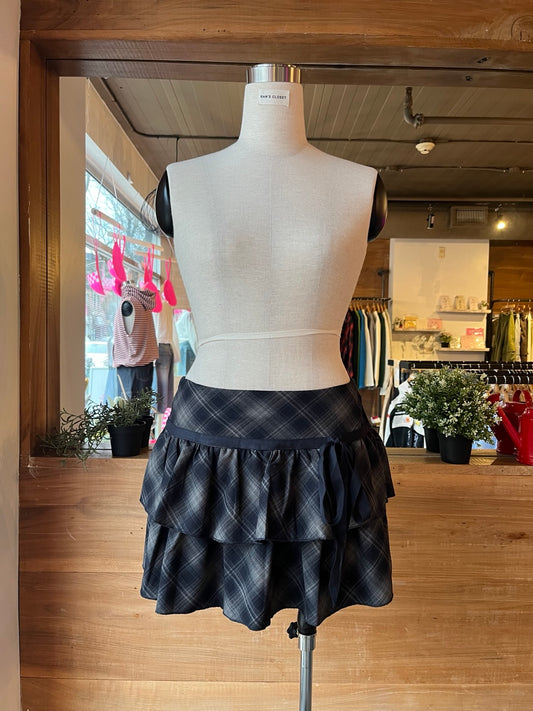 Ruffled Plaid Mini Skirt