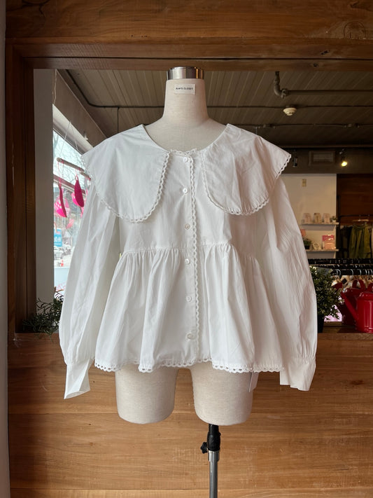 Peter Pan Collar Long Sleeve Blouse