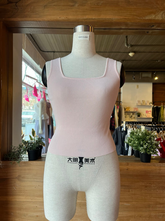 Ribbed Square Neck Tank Top