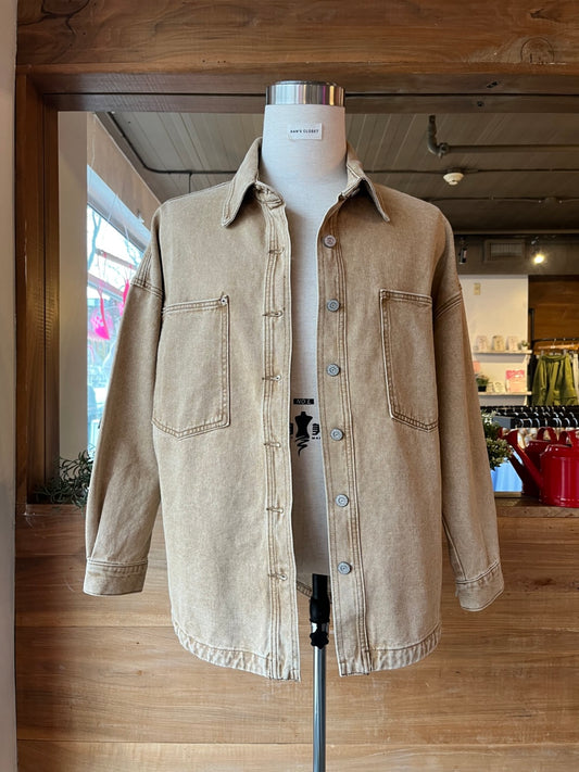 Men's Brown Denim Shacket