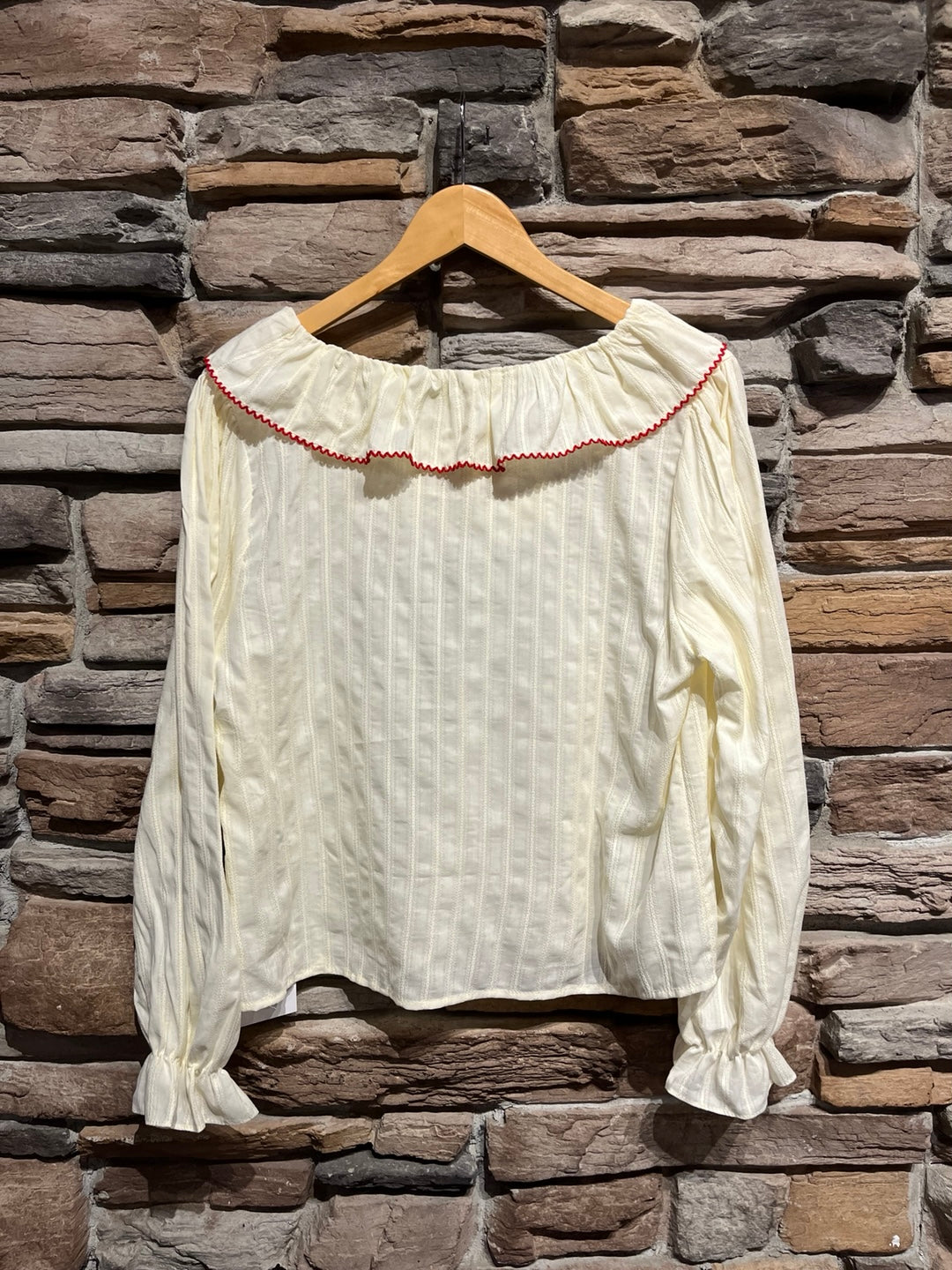 Red Embroidered Peter Pan Collar Blouse