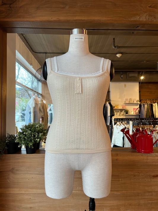 Light Knit Henley Tank Top
